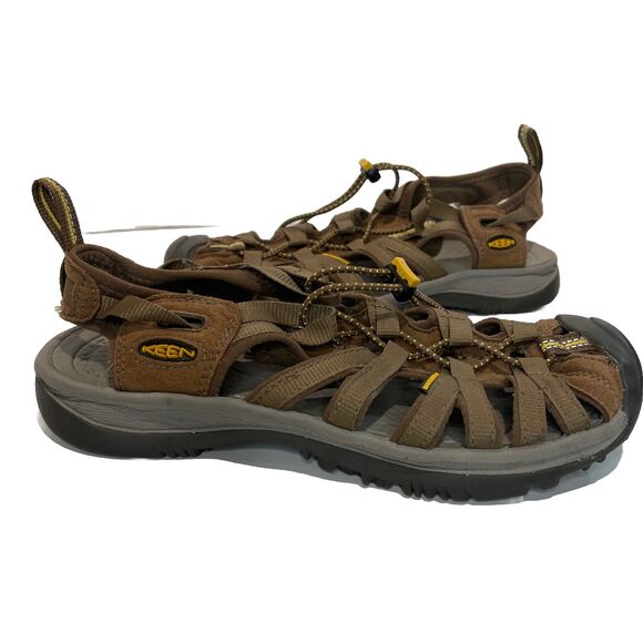 Keen Women's Whisper Sandals Coffee Liqueur/Keen Yellow Size 9 - Picture 1 of 10